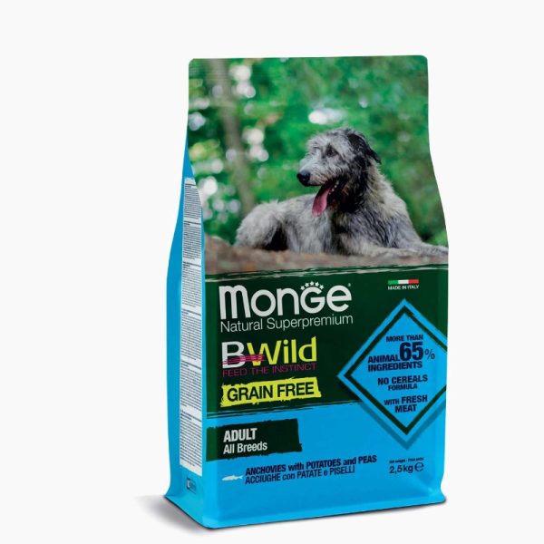 Monge Bwild All Breads Adult Grain Free Anchovies with Potatoes and Peas 2,5kg