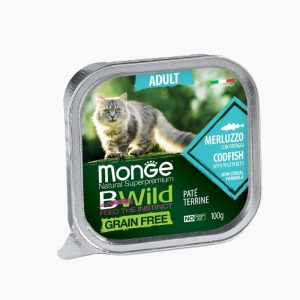 Monge Bwild Pate Adult Grain Free Codfish with Vegetables 100g
