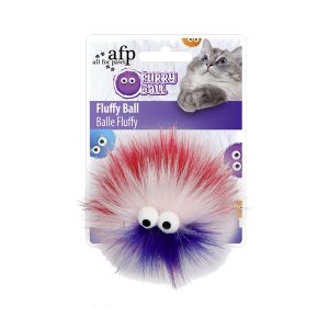 Fluffy Ball Red plišana čupava loptica sa mačjom travom igračka za mačke
