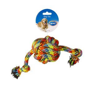 Pamučna šarena lopta sa dva čvora 50x10cm igračka za pse