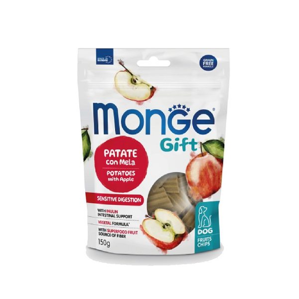 Monge Gift Fruits Chips Adult Sensitive Digestion – Potatoes with Apple poslastica sa krompirom i jabukama 150g