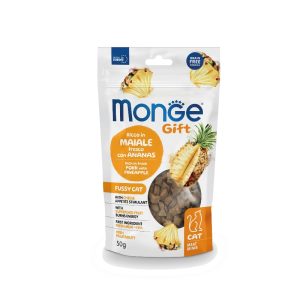 Monge Gift Meat Minis Adult Fussy Cat – Rich in Fresh Pork with Pineapple poslastica sa svežom svinjetinom i ananasom 50g