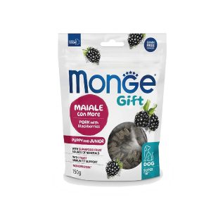 Monge Gift Super “M” Growth Support Puppy and Junior – Pork with Blackberries funkcionalna poslastica svinjetina sa kupinama 150g