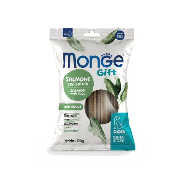 Monge Gift Dental Sticks Mini Adult – Salmon with Sage denta poslastica losos sa žalfijom 120g - 7kom