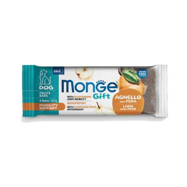 Monge Gift Fruit Bars Adult Mobility Support – Lamb with Pear funkcionalna poslastica jagnjetina i kruška 100g - 4kom